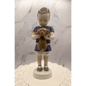 Bing & Grondahl B&G Boy With Puppy 1747 Copenhagen Ingeborg Plockross-Irminger